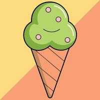 Adorable ice cream cone doodle vector