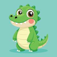 Funny Alligator Character with Big Eyes vector