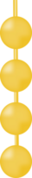 Vertical gold decoration with four connected spherical shapes. Isolated on transparent background. png
