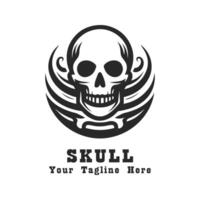 Skull Logo Simple Design With Grey Concept vector