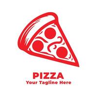 Pizza Simple Logo Illustration With Flat Background vector