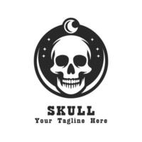 Skull Simple Logo Design With Grey Concept vector