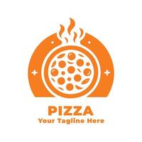 Pizza Logo Simple Design With Flat Background vector