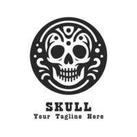 Simple Logo Skull Illustration With Grey Concept vector