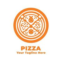 Logo Simple Pizza Design With Orange Concept vector