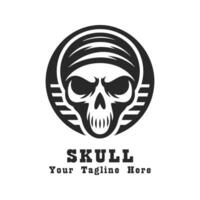 Simple Skull Logo Design With Flat Background vector
