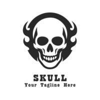 Simple Logo Skull Design With Flat Background vector
