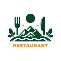 Simple Logo Restaurant Design With Flat Background vector
