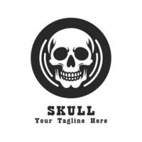 Illustration Simple Skull Logo With Flat Background vector