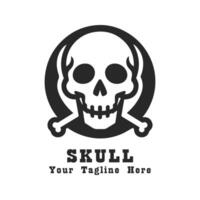 Skull Simple Logo Illustration With Grey Concept vector
