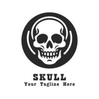 Simple Skull Logo Illustration With Flat Background vector