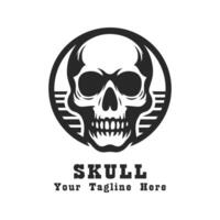 Skull Logo Simple Illustration With Grey Concept vector