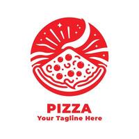 Pizza Simple Logo Illustration With Red Concept vector