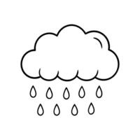 Black and White Cloud with Raindrops Icon for Weather, Rain, and Precipitation vector