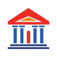 Patriotic Red and Blue Government Building Icon with Columns for Institutions, Law, and Architecture Design vector