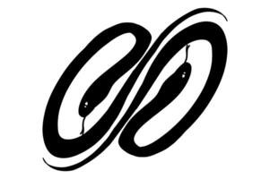 Bold Double Snake and Infinite Ornament Icon in Black vector