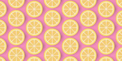 a pattern of lemon slices on a pink background vector