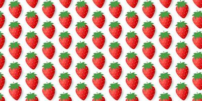 strawberry seamless pattern with shadow on white background vector