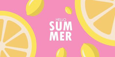 hello summer background with lemon slices and copy space for text vector