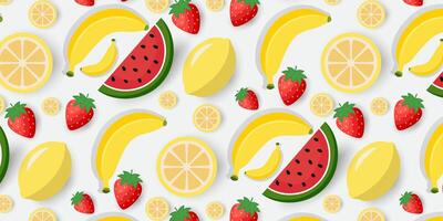 a seamless pattern with fruit and watermelon on white background vector