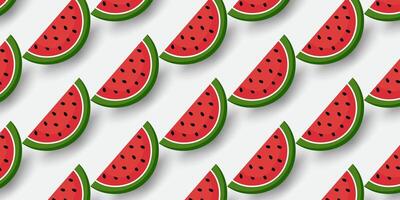 watermelon seamless pattern background with shadow on white vector