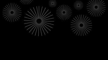Minimal Fireworks Animation Background Black and White Fireworks Overlay 4K Abstract Light Burst Motion Celebration Spark Effect for Editing, VFX, Party, Festival, Event Visuals video