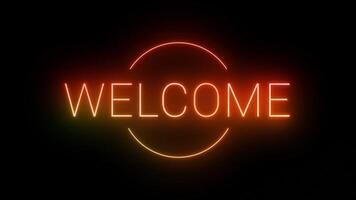 Neon Welcome Banner Loop Animation in 4K Glowing Welcome Text with Dynamic Circle Light Effects Ideal for Event Openings, Greetings, and E-Commerce Landing Pages video