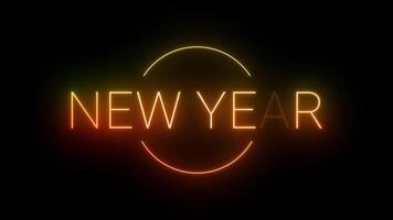 Glowing Neon New Year Text Loop Animation in 4K for Festive Greetings Neon New Year Background Ideal for Social Media Banners Celebration and Holiday Wishes with a Modern Look video