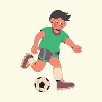 Boy Playing Soccer Ball Cartoon Illustration vector