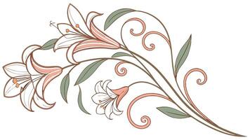 Ornate Lily Design with Decorative Swirls vector