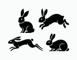 Minimal Bunny Silhouette Template vector