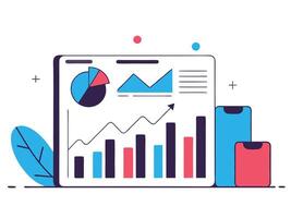 Modern Data Visualization on a Tablet Displaying Growth vector