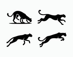 Wild Cheetah Silhouette Collection Isolated Template vector