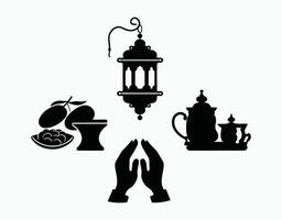 Ramadan Kareem Silhouette Collection Isolated Template vector