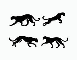 Cheetah Pose Silhouette Template vector