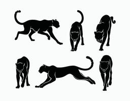 Black Cheetah Silhouette Collection Isolated Template vector