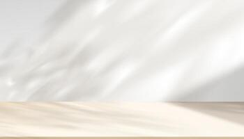 White background with shadow and light for product display,Studio kitchen with nature spring light and window shadow on cream 3d podium for cosmetic,Empty backdrop scene platform stage mock up vector