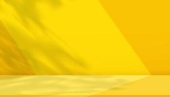 Yellow background,Shadow leaves,light effect on wall room for product display,Studio background sunlight,shadow window reflection texture on floor podium, Abstract background for Autumn banner vector