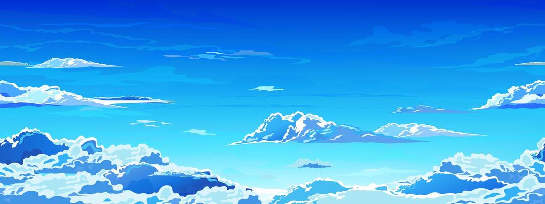 Sky Blue,Cloud Background,Sky Anime Cartoon,Seamless pattern Summer clear sky over beach, wallpaper panorama repeat landscape nature sunrise sky, abstract white cloud for games background