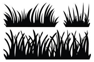 The grass silhouettes set isolated flat illustration on white background vector