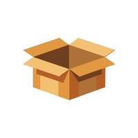 Open empty cardboard box isolated flat illustration on white background. vector