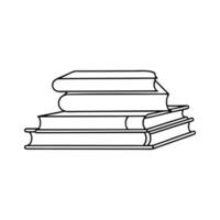 Stack of books on shelf Hand drawn line art illustration. vector