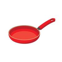 Red frying pan isolated flat illustration on white background. vector