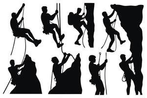 Climb silhouettes set isolated flat illustration on white background vector