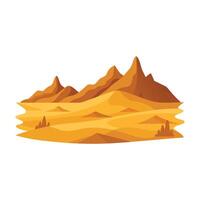 Desert with barren sands and rugged terrain isolated flat illustration on white background vector