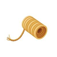 Roll of thin natural rope isolated flat illustration on white background vector