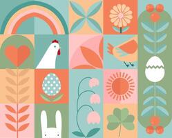 Easter and spring background, banner. Modern geometric abstract style. Easter design of poster, cover, or postcard. vector