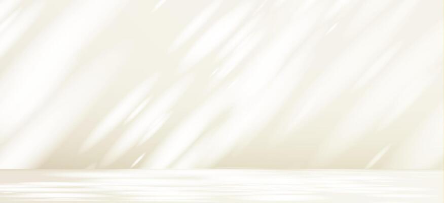 Glare from the sun s rays on the wall. Blurred shadows from leaves and plants in the room. Soft overlay of natural light. Abstract background for product presentation.Natural light layout.