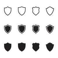 Shield Icon Set Silhouettes and Outline Icons for Graphic Projects vector
