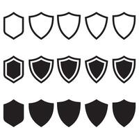 Collection of Shield Silhouettes and Outline Icons for Graphic Projects vector
